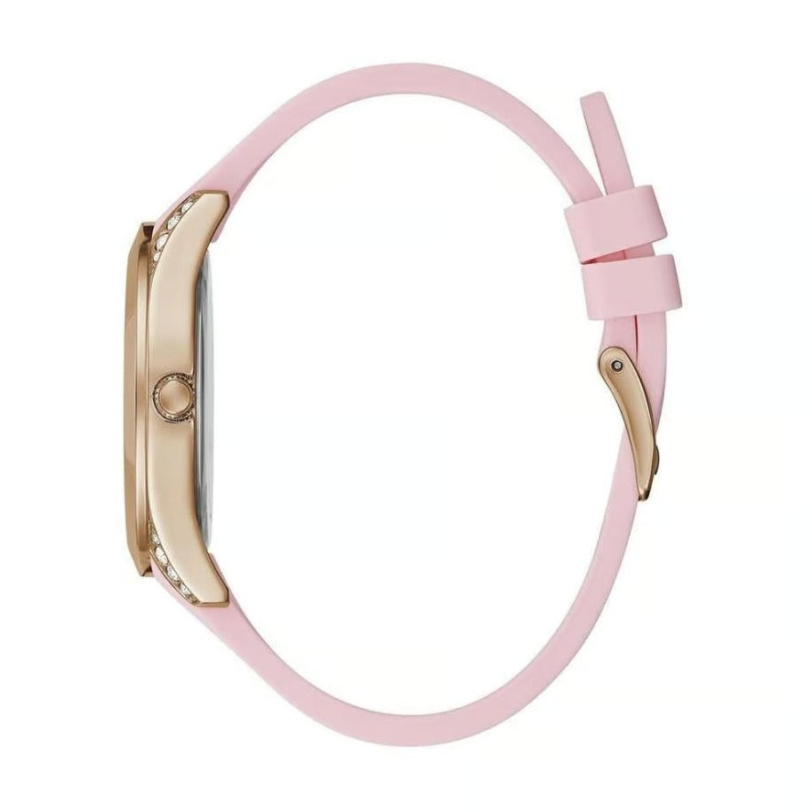 Buy Shop Guess Clarity Gold Dial Pink Silicone Strap Watch for Women - GW0109L2 USA Online