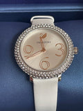 Buy Shop Swarovski Crystal Frost Silver Dial White Leather Strap Watch for Women - 5484070 USA Online