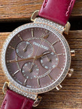 Swarovski Passage Chrono Red Dial Red Leather Strap Watch for Women - 5580345