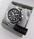 Buy Shop Guess Surge Chronograph Black Dial Silver Steel Strap Watch for Men - W1258G1 USA Online