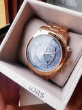 Buy Shop Michael Kors Runway Stop Hunger Quartz Blue Dial Rose Gold Steel Strap Watch For Men - MK8358 USA Online
