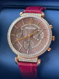 Swarovski Passage Chrono Red Dial Red Leather Strap Watch for Women - 5580345