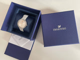 Buy Shop Swarovski Crystal Frost Silver Dial White Leather Strap Watch for Women - 5484070 USA Online