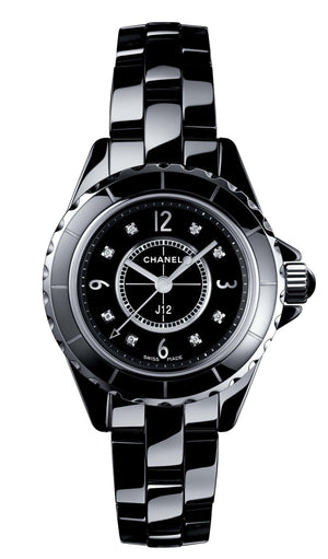 Buy Shop Chanel J12 Diamonds Black Dial Black Steel Strap Watch for Women - J12 H2569 USA Online