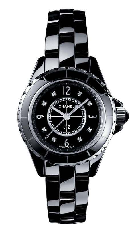 Buy Shop Chanel J12 Diamonds Black Dial Black Steel Strap Watch for Women - J12 H2569 USA Online