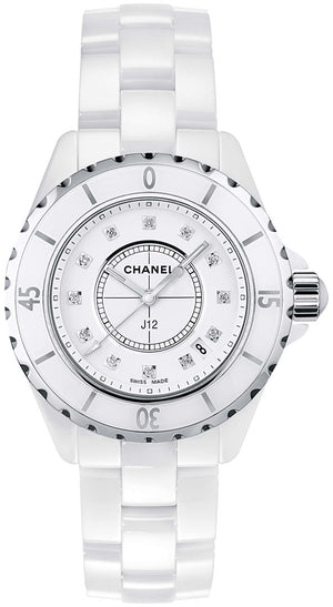 Buy Shop Chanel J12 Diamonds Ceramic White Dial White Steel Strap Watch for Women - J12 H1628 USA Online