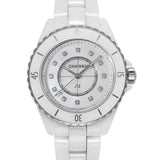 Buy Shop Chanel J12 Diamonds Mother of Pearl White Dial White Steel Strap Watch for Women - J12 H5704 USA Online