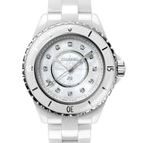 Buy Shop Chanel J12 Diamonds Mother of Pearl White Dial White Steel Strap Watch for Women - J12 H5704 USA Online