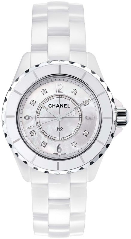 Buy Shop Chanel J12 Diamonds Quartz Ceramic White Dial White Steel Strap Watch for Women - J12 H2422 USA Online