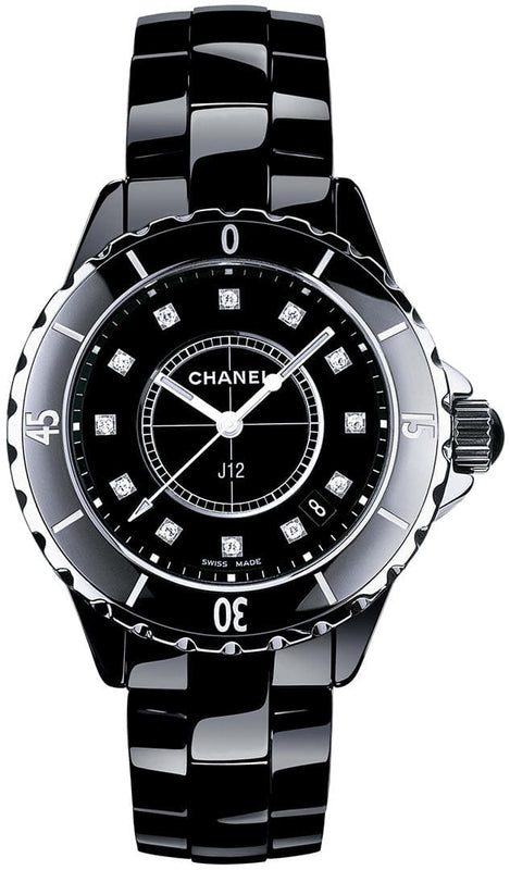 Buy Shop Chanel J12 Quartz Diamonds Black Dial Black Steel Strap Watch for Women - J12 H1625 USA Online