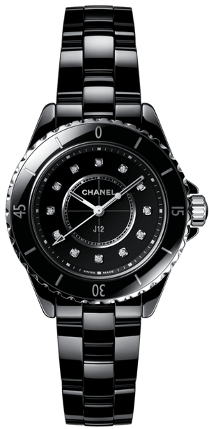 Buy Shop Chanel J12 Quartz Diamonds Black Dial Black Steel Strap Watch for Women - J12 H5701 USA Online