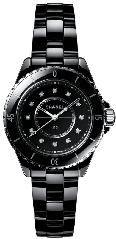 Buy Shop Chanel J12 Quartz Diamonds Black Dial Black Steel Strap Watch for Women - J12 H5701 USA Online
