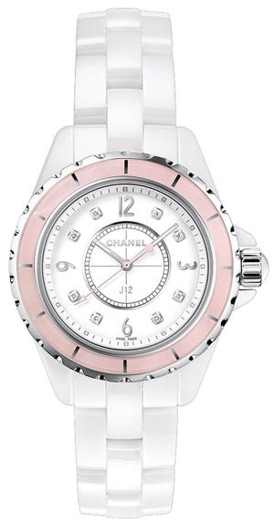 Buy Shop Chanel J12 Quartz Diamonds Ceramic White Dial White Steel Strap Watch for Women - J12 H4466 USA Online