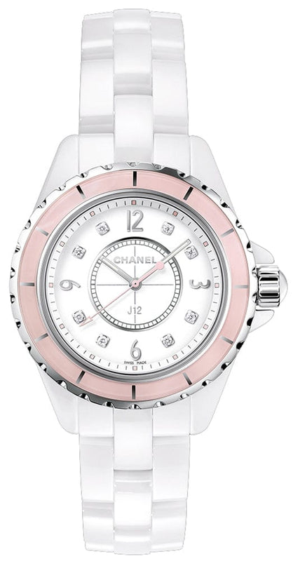 Buy Shop Chanel J12 Quartz Diamonds Ceramic White Dial White Steel Strap Watch for Women - J12 H4466 USA Online