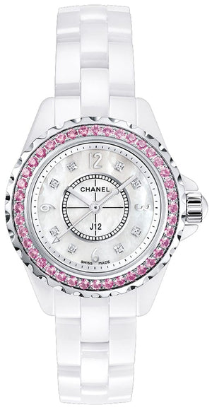 Buy Shop Chanel J12 Quartz Diamonds Mother of Pearl White Dial White Steel Strap Watch for Women - J12 H3243 USA Online