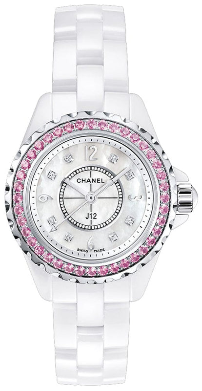 Buy Shop Chanel J12 Quartz Diamonds Mother of Pearl White Dial White Steel Strap Watch for Women - J12 H3243 USA Online