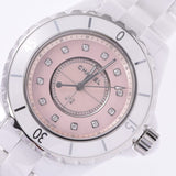 Buy Shop Chanel J12 Quartz Diamonds Pink Dial White Steel Strap Watch for Women - J12 H5513 USA Online