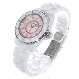 Buy Shop Chanel J12 Quartz Diamonds Pink Dial White Steel Strap Watch for Women - J12 H5513 USA Online