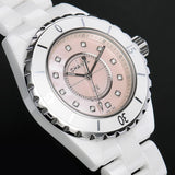 Buy Shop Chanel J12 Quartz Diamonds Pink Dial White Steel Strap Watch for Women - J12 H5513 USA Online