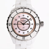 Buy Shop Chanel J12 Quartz Diamonds Pink Dial White Steel Strap Watch for Women - J12 H5513 USA Online