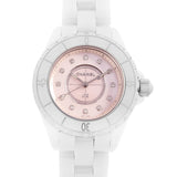 Buy Shop Chanel J12 Quartz Diamonds Pink Dial White Steel Strap Watch for Women - J12 H5513 USA Online