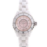 Buy Shop Chanel J12 Quartz Diamonds Pink Dial White Steel Strap Watch for Women - J12 H5513 USA Online