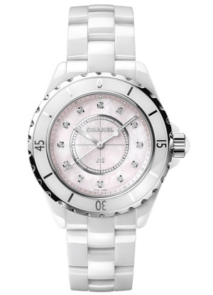 Buy Shop Chanel J12 Quartz Diamonds Pink Dial White Steel Strap Watch for Women - J12 H5513 USA Online