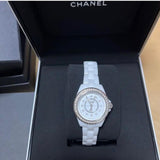 Buy Shop Chanel J12 Quartz Diamonds White Dial White Steel Strap Watch for Women - J12 H6418 USA Online