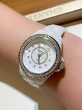 Buy Shop Chanel J12 Quartz Diamonds White Dial White Steel Strap Watch for Women - J12 H6418 USA Online