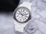 Buy Shop Chanel J12 Quartz Diamonds White Dial White Steel Strap Watch for Women - J12 H6418 USA Online