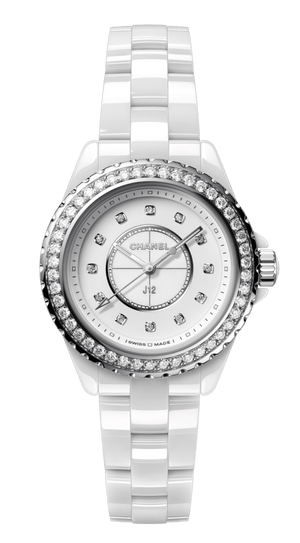 Buy Shop Chanel J12 Quartz Diamonds White Dial White Steel Strap Watch for Women - J12 H6418 USA Online