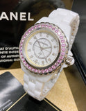 Buy Shop Chanel J12 Sapphire Bezel Ceramic White Dial White Steel Strap Watch for Women - J12 H2010 USA Online