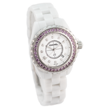 Buy Shop Chanel J12 Sapphire Bezel Ceramic White Dial White Steel Strap Watch for Women - J12 H2010 USA Online