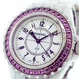 Buy Shop Chanel J12 Sapphire Bezel Ceramic White Dial White Steel Strap Watch for Women - J12 H2010 USA Online