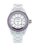 Buy Shop Chanel J12 Sapphire Bezel Ceramic White Dial White Steel Strap Watch for Women - J12 H2010 USA Online