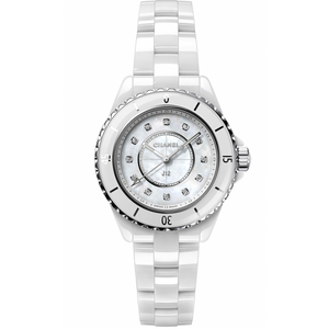 Buy Shop Chanel J12 Diamonds Mother of Pearl White Dial White Steel Strap Watch for Women - J12 H5704 USA Online
