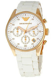 Emporio Armani Sportivo White Dial White Rubber Strap Watch For Men - AR5919