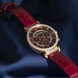 Swarovski Passage Chrono Red Dial Red Leather Strap Watch for Women - 5580345