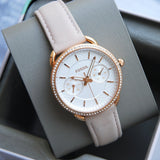 Buy Shop Fossil Tailor Quartz White Dial Pink Leather Strap Watch for Women - ES4393 USA Online