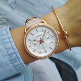 Buy Shop Fossil Tailor Quartz White Dial Pink Leather Strap Watch for Women - ES4393 USA Online
