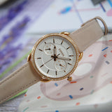 Buy Shop Fossil Tailor Quartz White Dial Pink Leather Strap Watch for Women - ES4393 USA Online