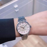 Buy Shop Tissot Chemin Des Tourelles Powermatic 80 Rubies Mother of Pearl Dial Silver Steel Strap Watch For Women - T099.207.11.113.00 USA Online