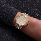 Buy Shop Guess Moonlight Multi Function Diamonds Gold Dial Gold Steel Strap Watch for Women - GW0320L2 USA Online