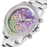 Guess Sol Chronograph Crystals Multicolor Dial Silver Steel Strap Watch For Women - GW0483L1