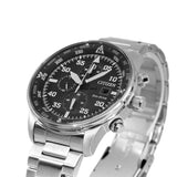 Citizen Eco Drive Chronograph Black Dial Silver Steel Strap Watch For Men - CA0690-88E