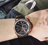 Buy Shop Citizen Eco Drive Calendrier Black Dial Brown Leather StrapWatch For Men - BU2023-12E USA Online