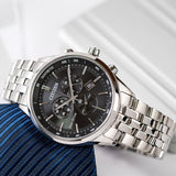 Buy Shop Citizen Eco Drive Chronograph Black Dial Silver Steel Strap Watch For Men - AT2140-55E USA Online