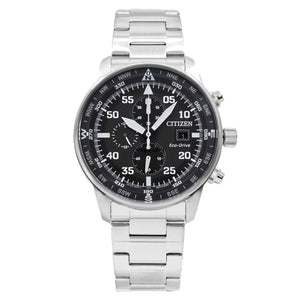 Buy Shop Citizen Eco Drive Chronograph Black Dial Silver Steel Strap Watch For Men - CA0690-88E USA Online