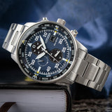 Buy Shop Citizen Eco Drive Chronograph Blue Dial Silver Stainless Steel Watch For Men - CA0690-88L USA Online