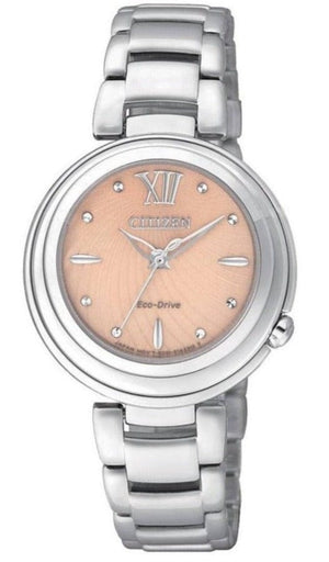 Buy Shop Citizen Eco Drive Mother of Pearl Dial Silver Steel Strap Watch For Women - EM0331-52W USA Online